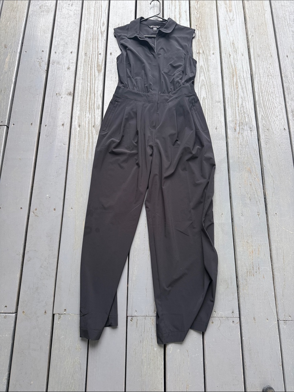 Athleta Black Sleeveless Collared Jumpsuit